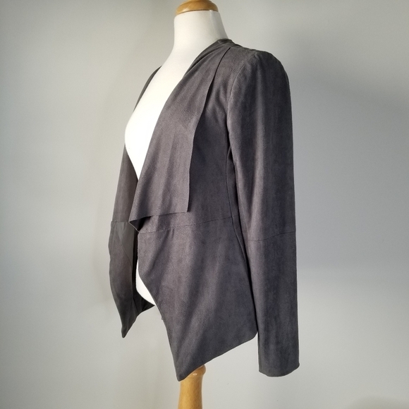 Cupcakes and Cashmere Ellis Draped Front Vegan Suede Jacket Thunderstorm Gray S - Picture 3 of 14